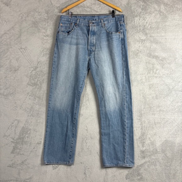 Levi's Other - Levis 501 Original Fit Mens Light Wash Blue Straight Leg Button Fly Jeans 38x32